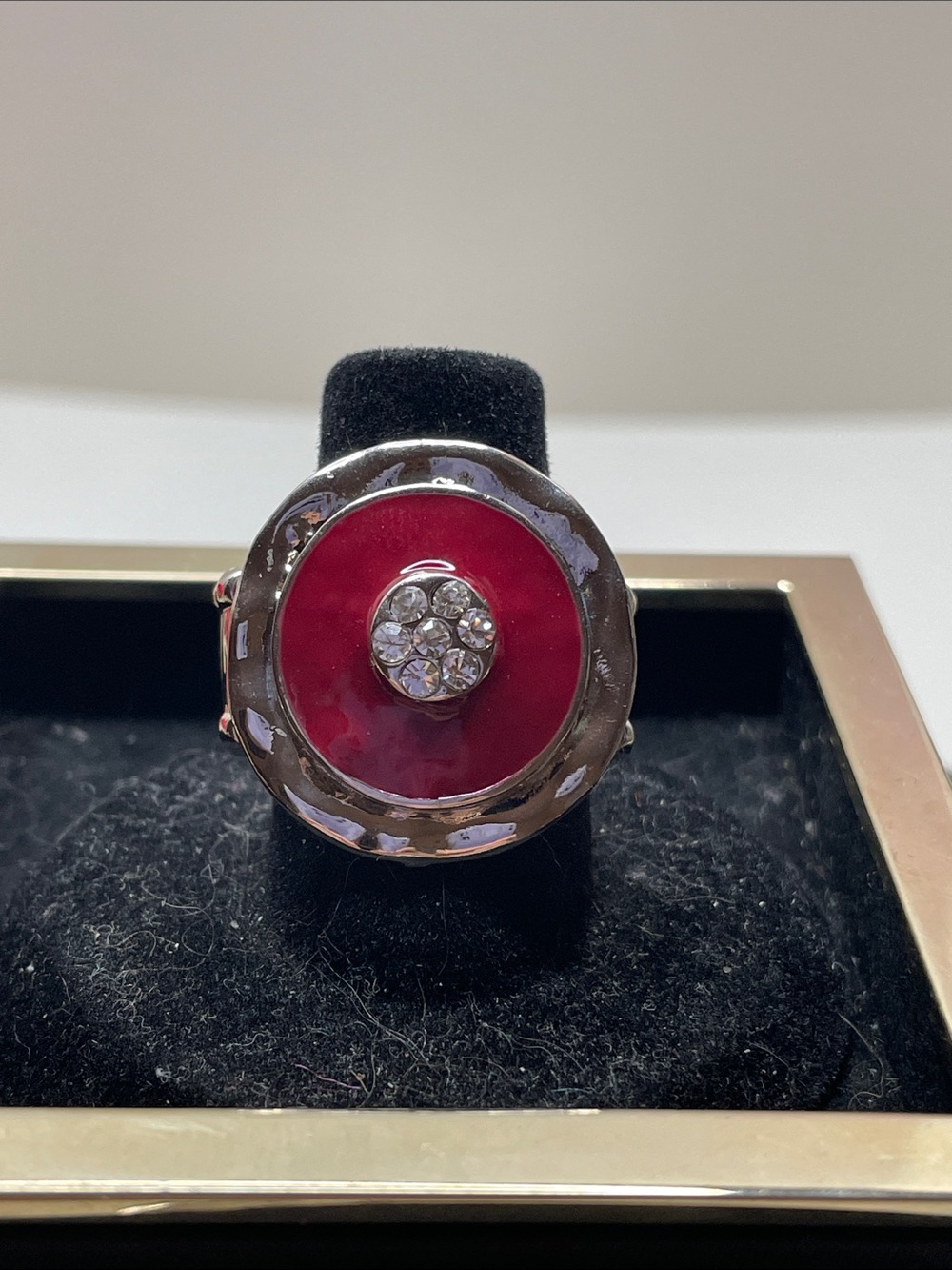 paparazzi Red Enamel & Rhinestone Cluster Statement Ring